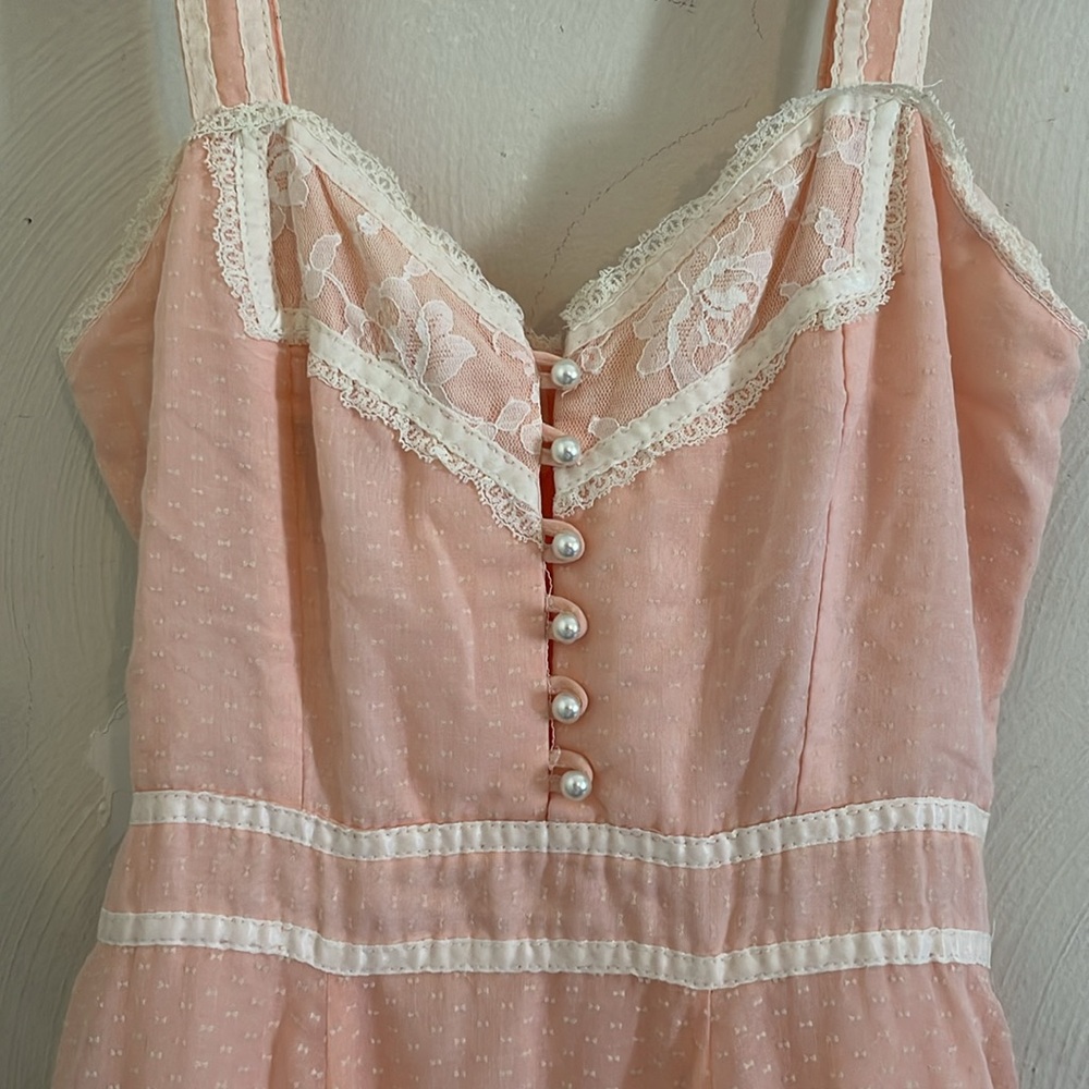 Vintage 1970’s Cottagcore Boho Prairie Gunne Sax  By Jessica Maxi Tank Top  Gown - Picture 2 of 8